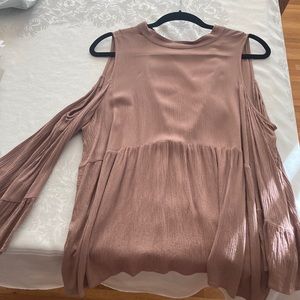 American Eagle Outfitters Dusty Rose Cold-Shoulder Blouse